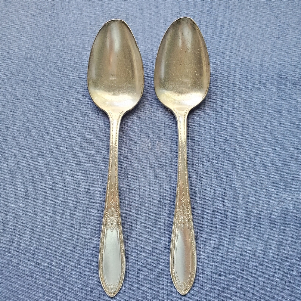 Rare Wm Rogers & Sons AA Silverplate Serving Spoons - "Debutante" - 1925
